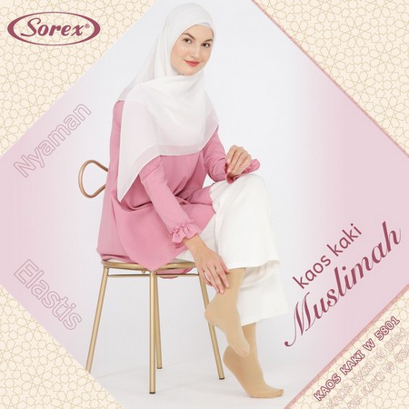 W 5801 KAOS KAKI MUSLIMAH Model BIASA PENDEK SOREX - Women Sock for Muslim Kaos Kaki  Muslimah w5801