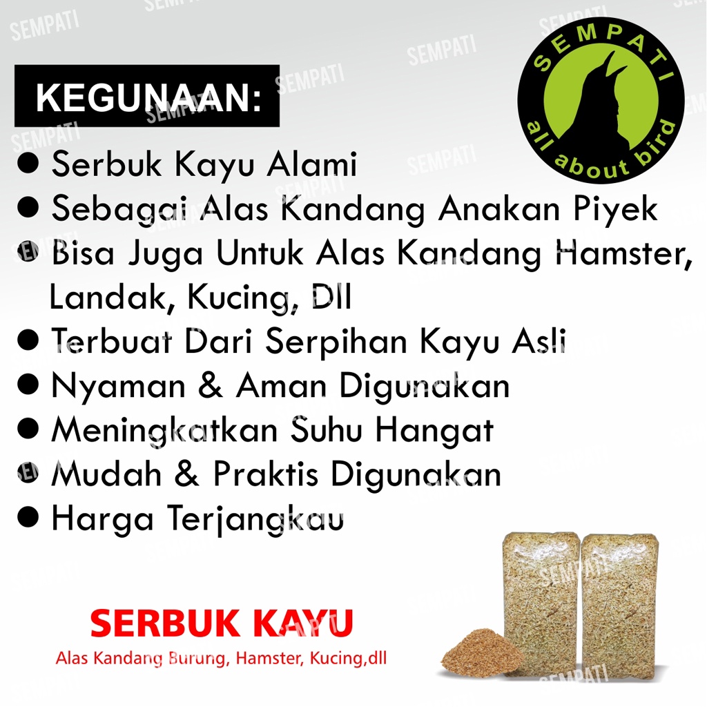 SERBUK KAYU GERGAJI HALUS ALAS KANDANG UNTUK ANAKAN PIYIK BURUNG HAMSTER LANDAK MINI KELINCI KUCING-3