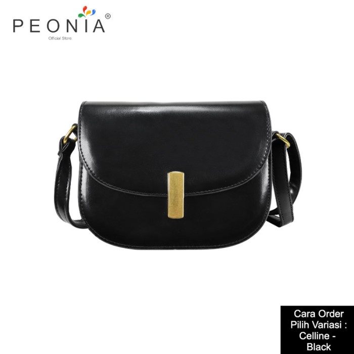 Peonia Tas Selempang Wanita Import Crossbody Elegant Korea Bag CELLINE - Black