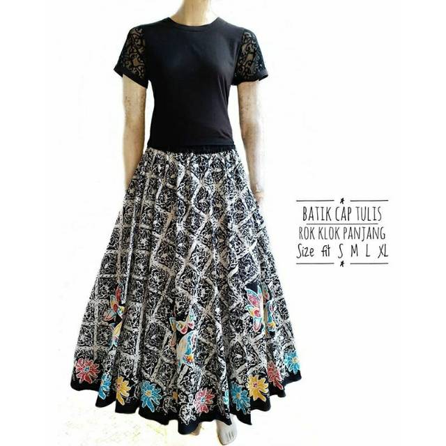 Rok batik cap tulis hitam putih