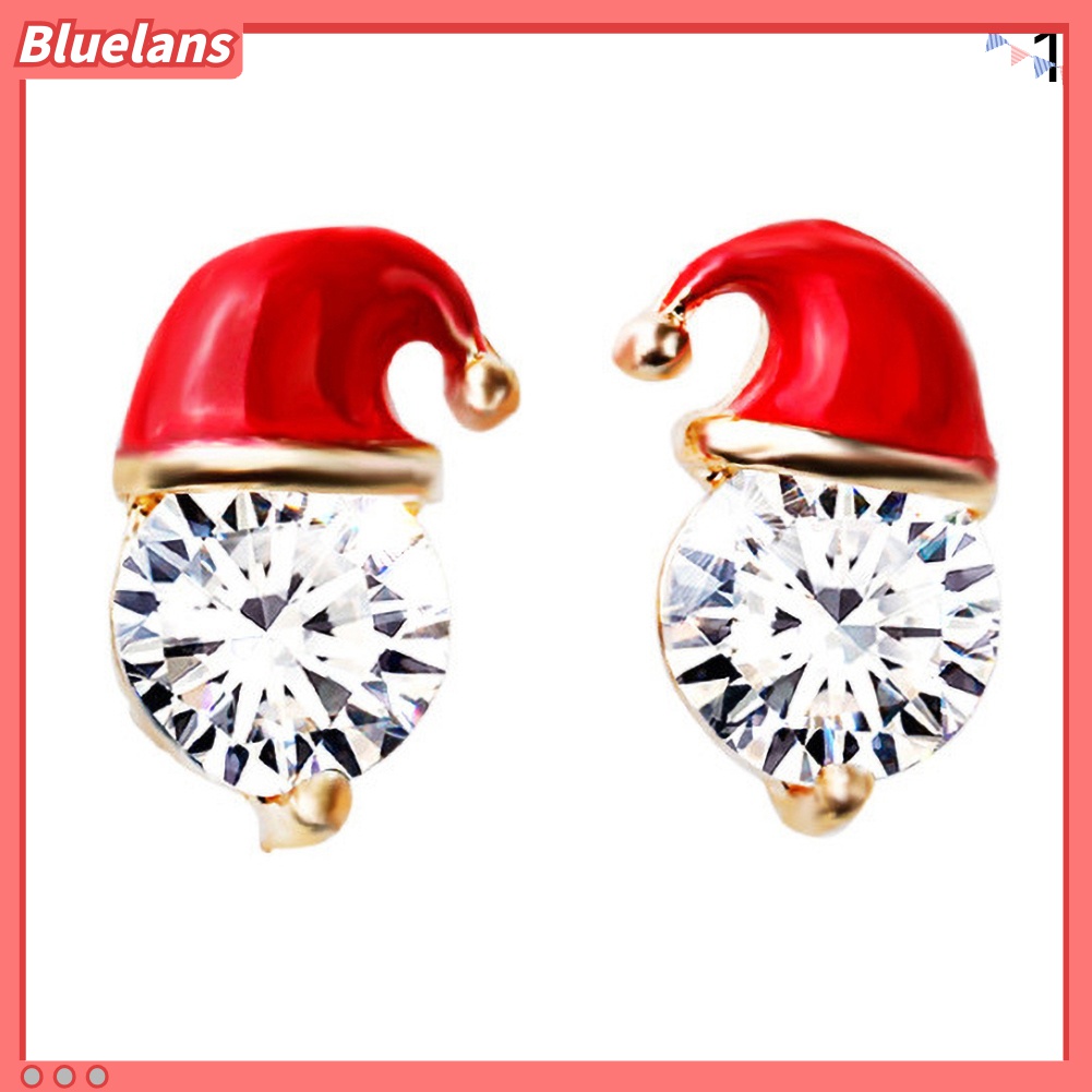 Anting Stud Liontin Bentuk Topi Natal Untuk Wanita