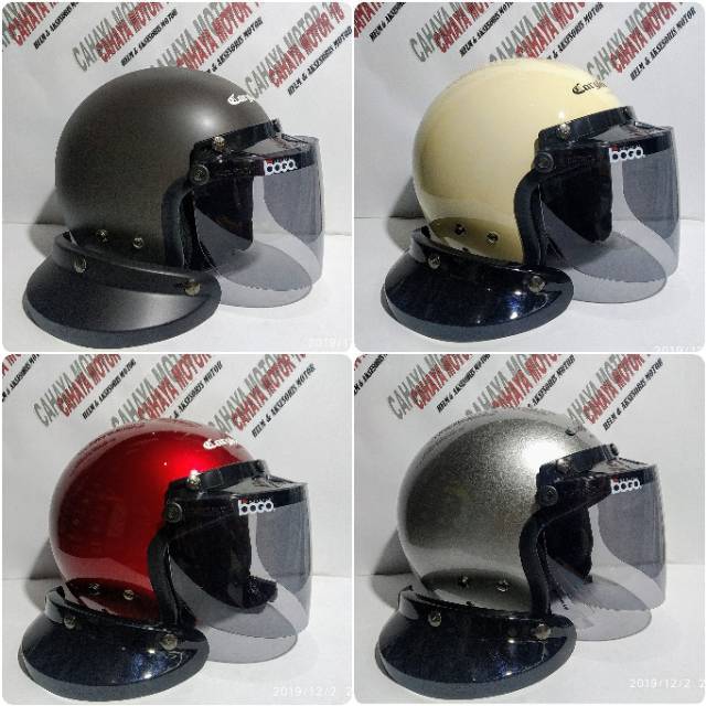 Helm cargloss retro army kaca flat ori bogo