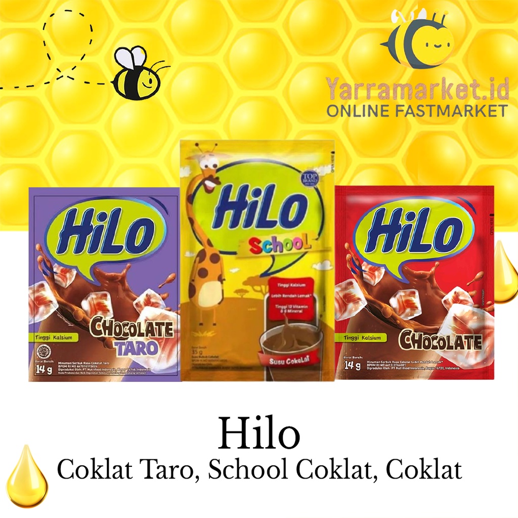 HILO SUSU { COKLAT, SCHOOL COKLAT &amp; COKLAT TARO } 30gr/Sachet