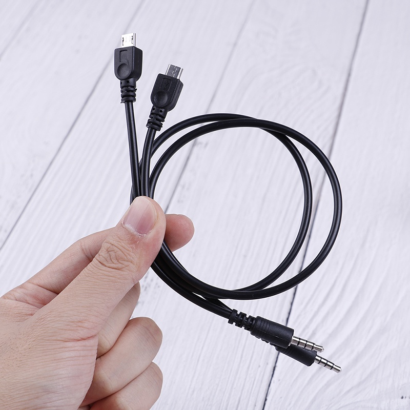 (LUCKID) 2pcs Kabel AUX 3.5mm male Ke micro USB male Untuk Android