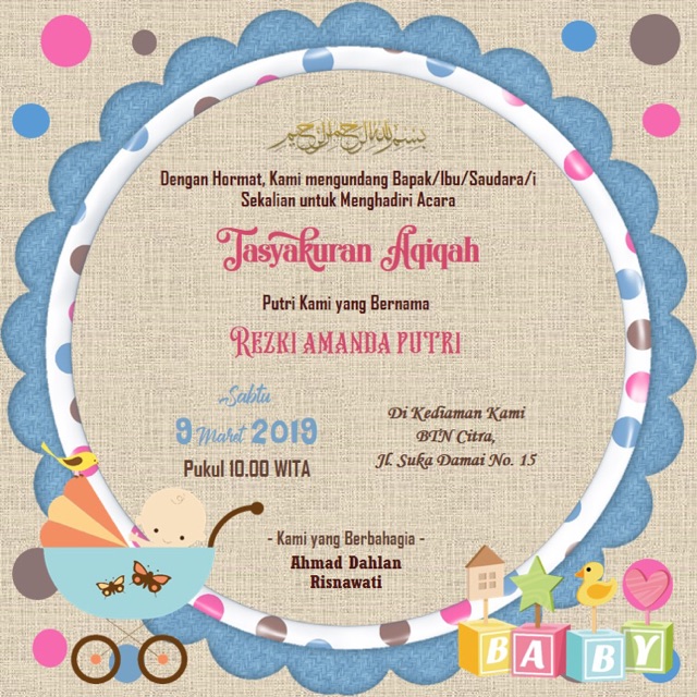 File JPG Undangan Tasyakuran Aqiqah | Undangan Digital Murah | Tema 001