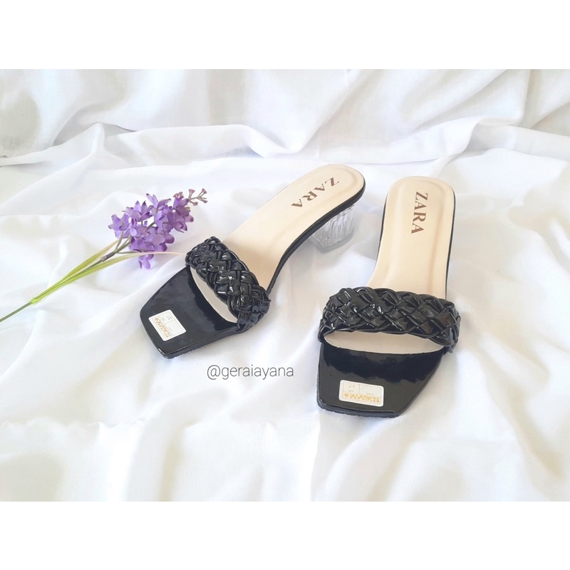 DISKON DAY! Sandal Heels Hak Kaca kepang Zara - Sandal Zara