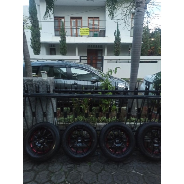 4 Velg r15 PCD 100+Ban 185/60 Brio calya sigra agya ayla vios jazz yaris karimun sirion ignis etios aerio baleno soluna civic city