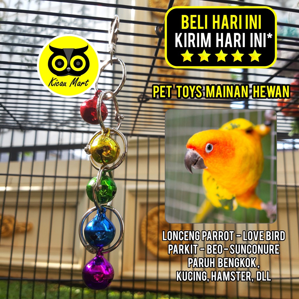 RING BEL MAINAN BURUNG PARROT PARUH BENGKOK LOVEBIRD DEKORASI NATAL MAINAN KUCING SANGKAR PAROT RGBEL