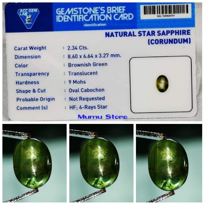 NATURAL GREEN SAPPHIRE STAR MEMO ACC