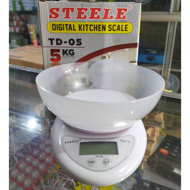 Timbangan Dapur Digital Mangkok - Electronik Kitchen Scale 5Kg Steele