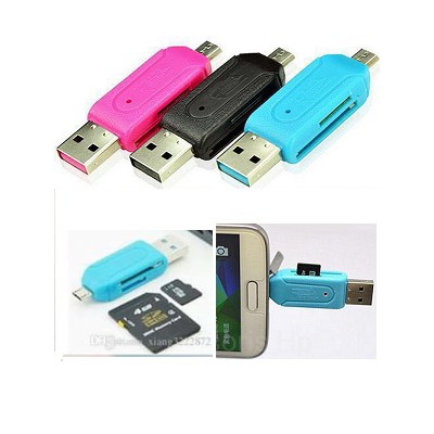 Adapter Memory HP USB OTG Dan TF Card Reader Mini 2in1 Micro SD Mini minisd microsd transfer data