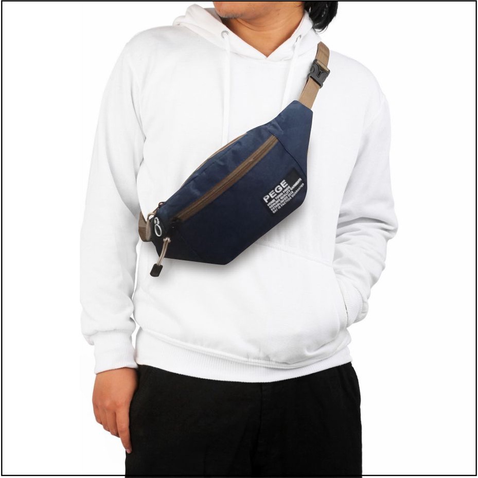 Tas Selempang Model Waistbag Pria PEGE Keren Casual Trendy Bahan Tebal - PG 8923