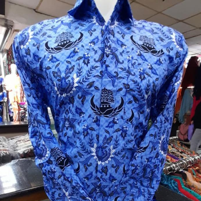 Baju Korpri Pria/Seragam Pns Pria/ S M L Xl Xxl 3Xl 4Xl 5Xl - Biru, S