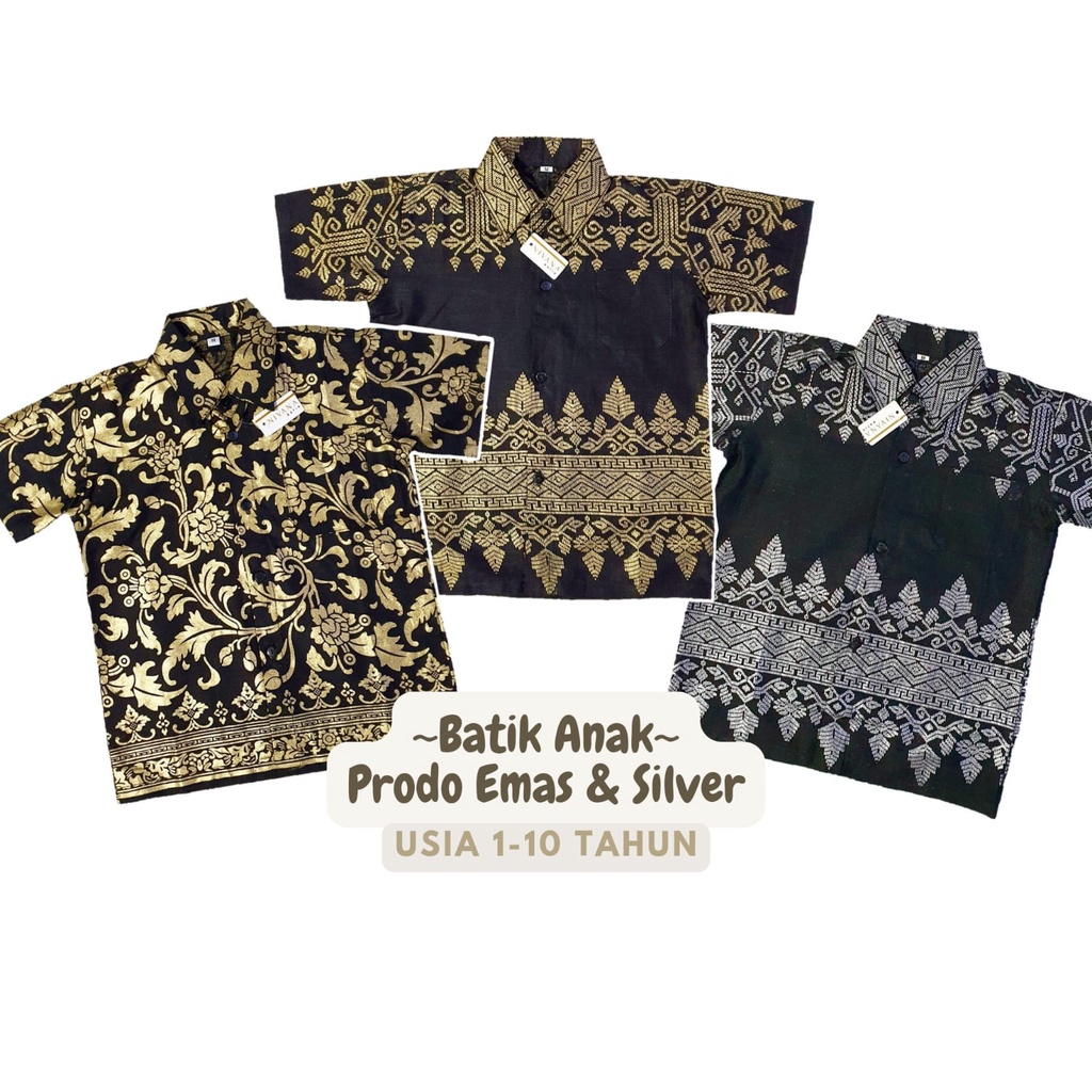 Batik Anak Bakung Anjani Prodo Emas &amp; Silver Kemeja Batik Anak