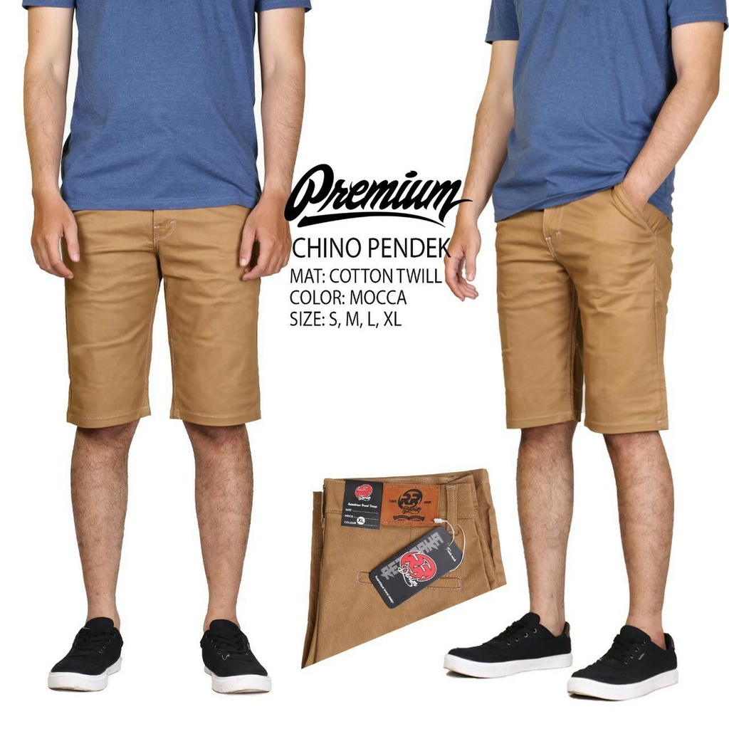 Celana Pendek Cino Pria Size 27-34 S M L XL Branded Original Rezaraka / Short Pant Material Cotton Twill Not Stretch