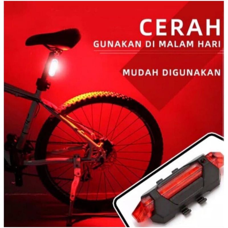 LAMPU BELAKANG SEPEDA USB CHARGER