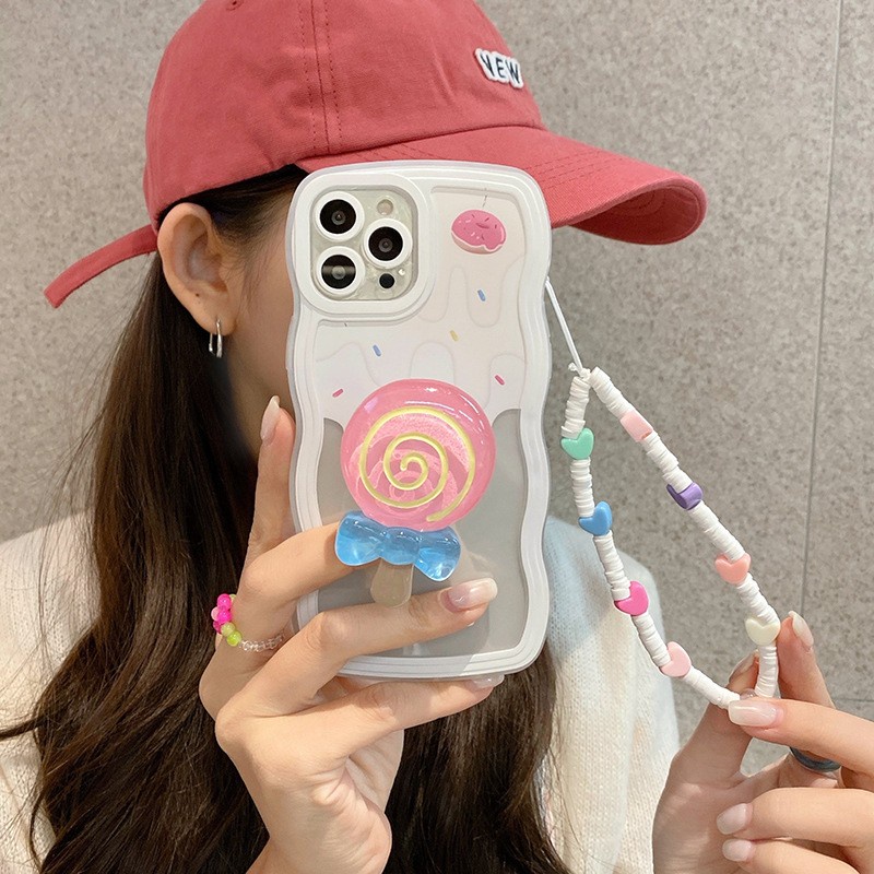 Soft Case TPU Transparan Motif Kartun Es Krim Lolipop 3D Untuk IPhone 11 12 13 Pro Max