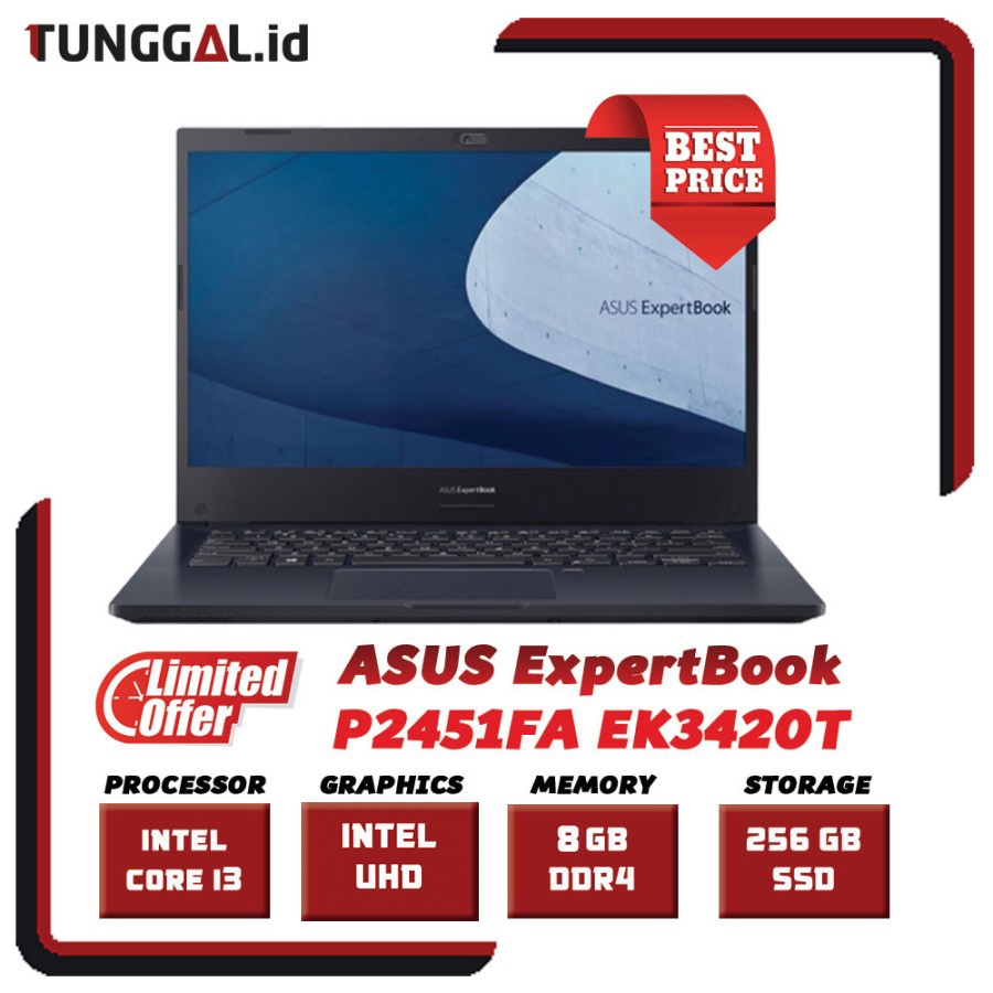 Asus P2451FA EK3420T | Core i3 10110U 8GB 256ssd 14 FHD W10 ExpertBook - RAM 8GB