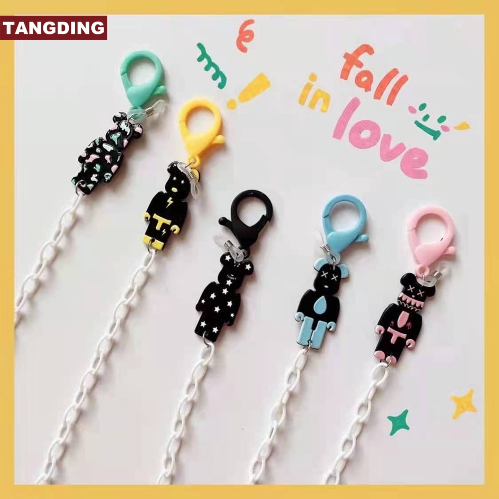 (Cod Tangding) Tali Lanyard Kacamata / Earphone Motif Kartun Beruang Bahan Akrilik