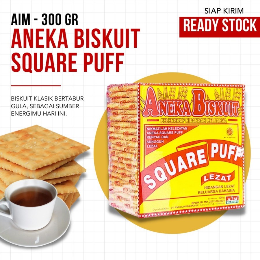

AIM SQUARE PUFF ANEKA BISKUIT RASA MANIS ISI 300 GRAM (PAK)
