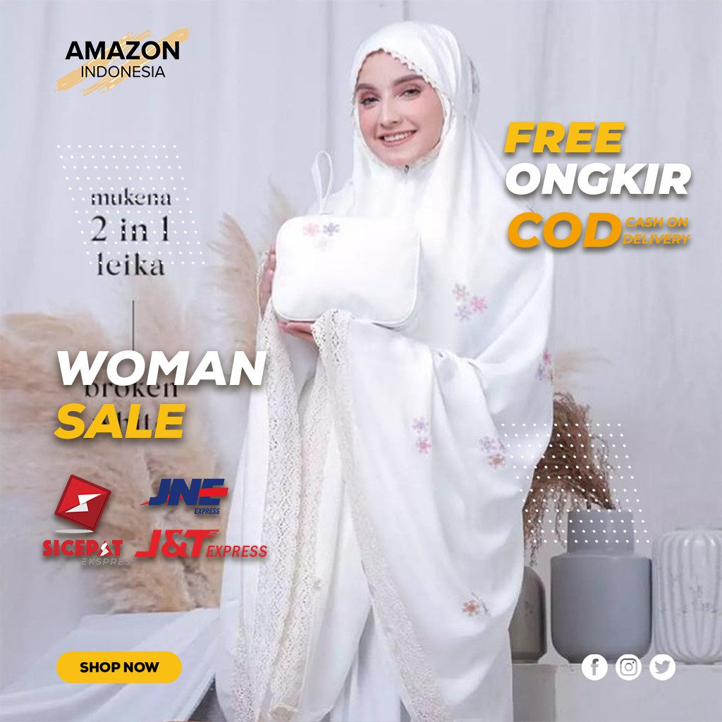 MUKENA WANITA DEWASA WARNA WHITE BAHAN RAYON ORI TEBAL KOMBINASI RENDA BORDIR GOOD QUALITY IMPORT