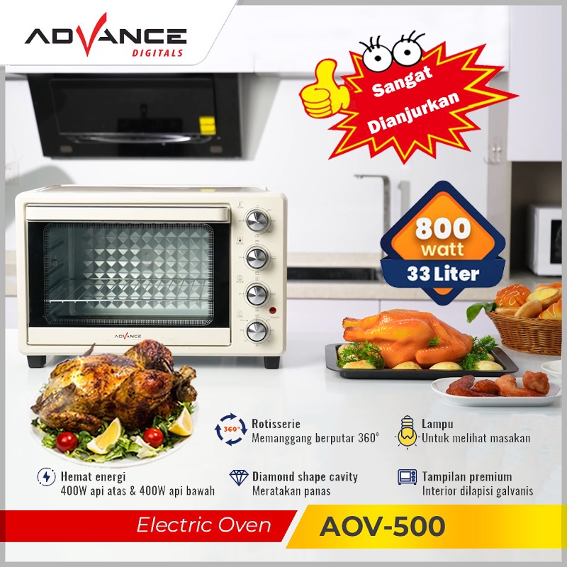 【Garansi 1 Tahun】 （Bonus：Berikan 3 hadiah kecil）Advance Oven Listrik 800Watt 33L Kapasitas besar Electric Oven Microwave oven low watt