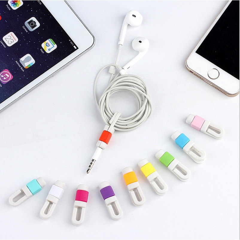 Case Pelindung Kabel Data / Charger / Headphone Bahan Silikon Aneka Warna Tahan Lama