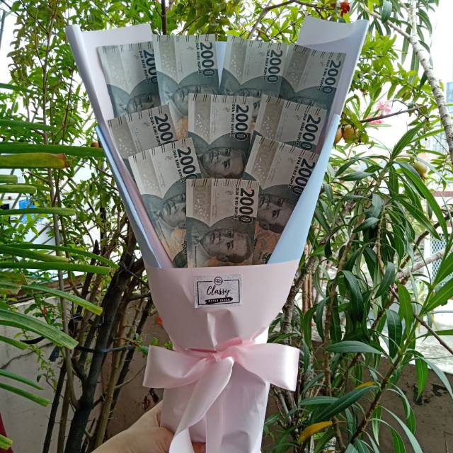 Small Standing Money Bouquet /Buket Uang Asli / Money Bouquet / Bucket Uang / Wisuda