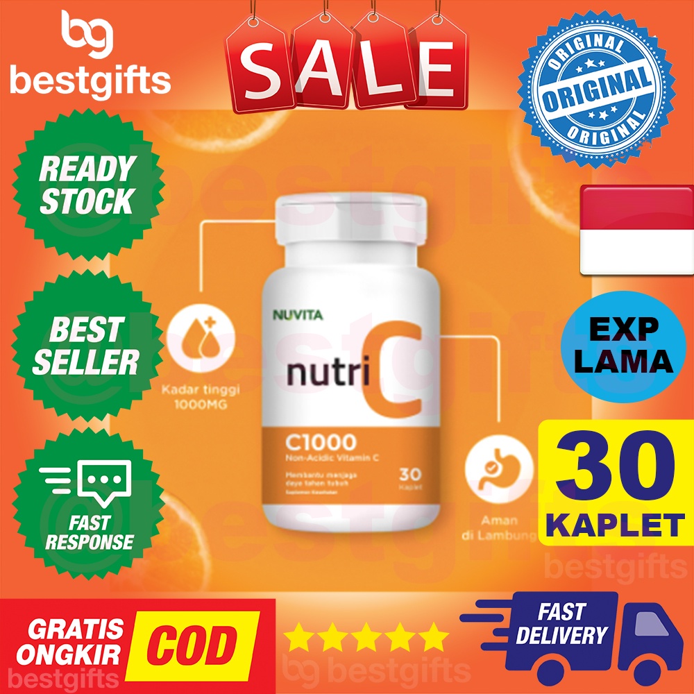 NUVITA NUTRI C 1000 MG VITAMIN VIT C 1000MG AMAN DI LAMBUNG ANTIOKSIDAN DAYA TAHAN TUBUH 30 KAPLET