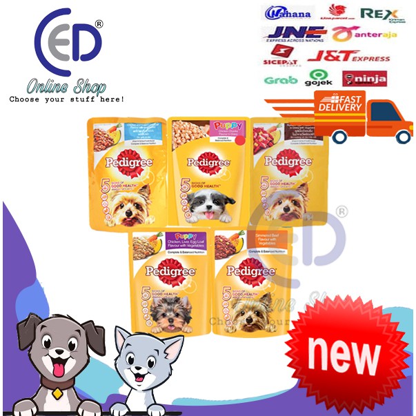 Makanan anjing pedigree pouch 80gr all varian