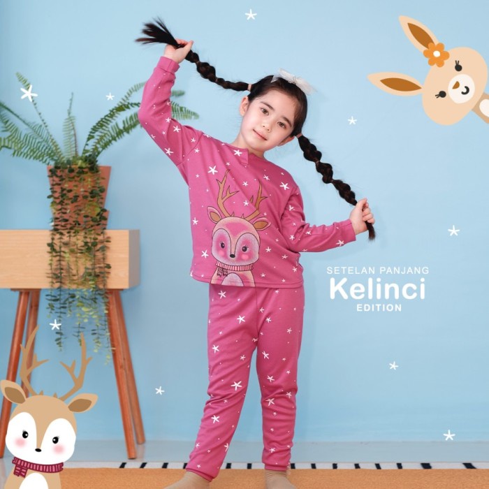 KAZEL 2 Set Setelan Piyama Anak Lengan Panjang Baju Tidur Anak Kaos