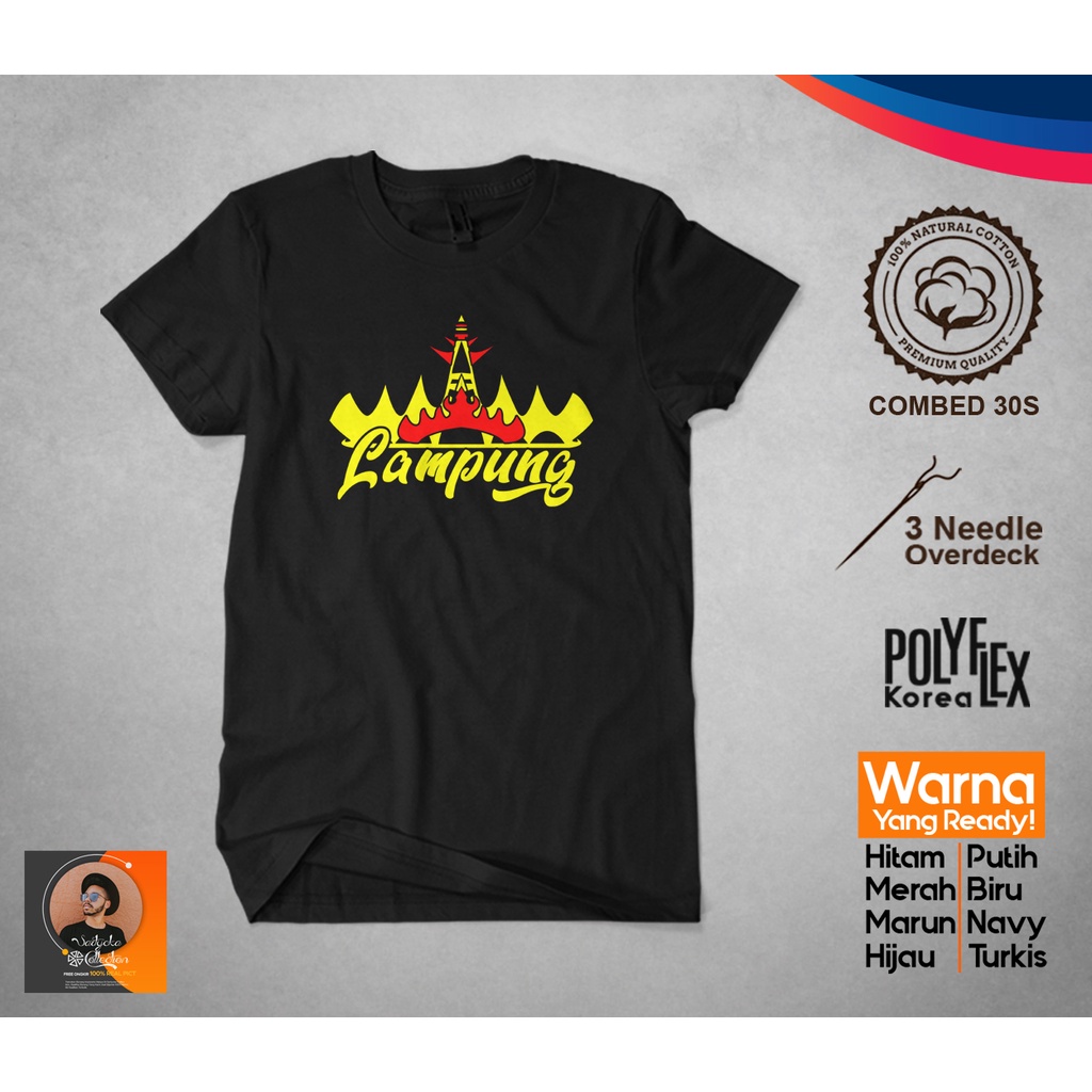 Kaos Custom Dewasa Siger Lampung Baju Distro Unisex Pria Wanita Cotton Combed 30s Kaos Lengan Pendek