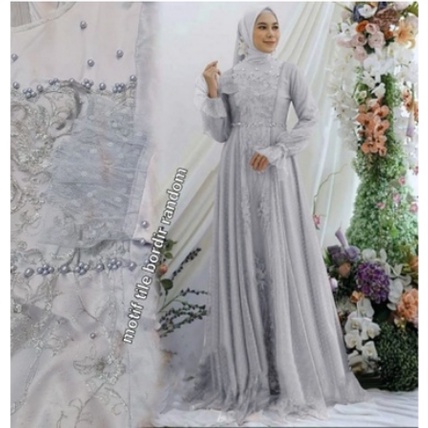 Gaun Gamis Pesta Mewah kondangan nikahan Lebaran busui Brukat brokat Wisuda Remaja muslimah brukat T