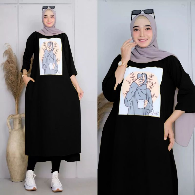 LONG DRESS ADORA MIDI, BABYTERRY, LONGDRESS SETELAN, 2 UKURAN