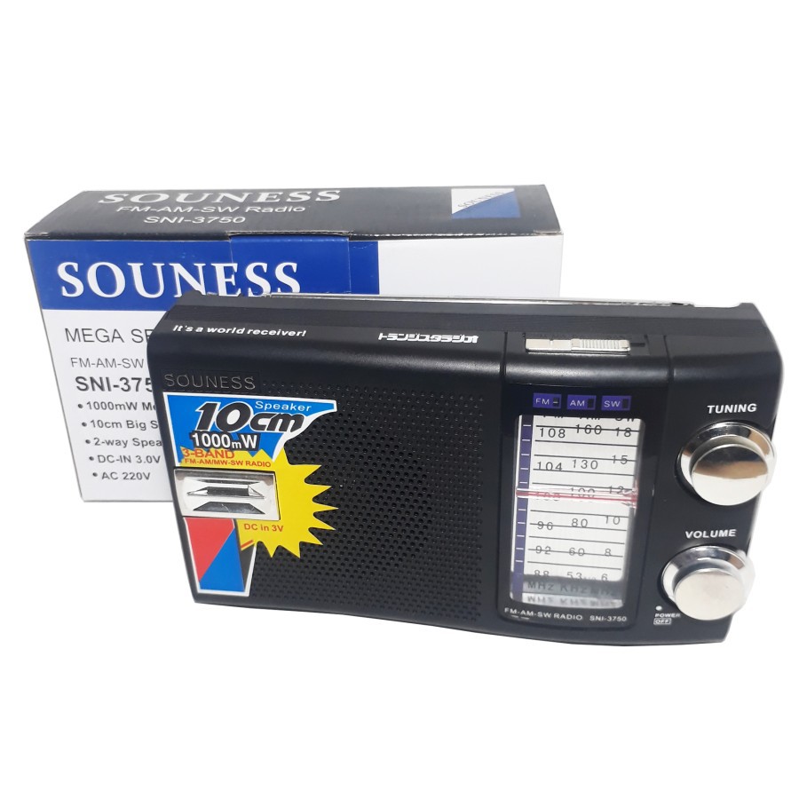 Radio Souness Portable AC/DC SNI-3750 3 Band AM-FM-SW