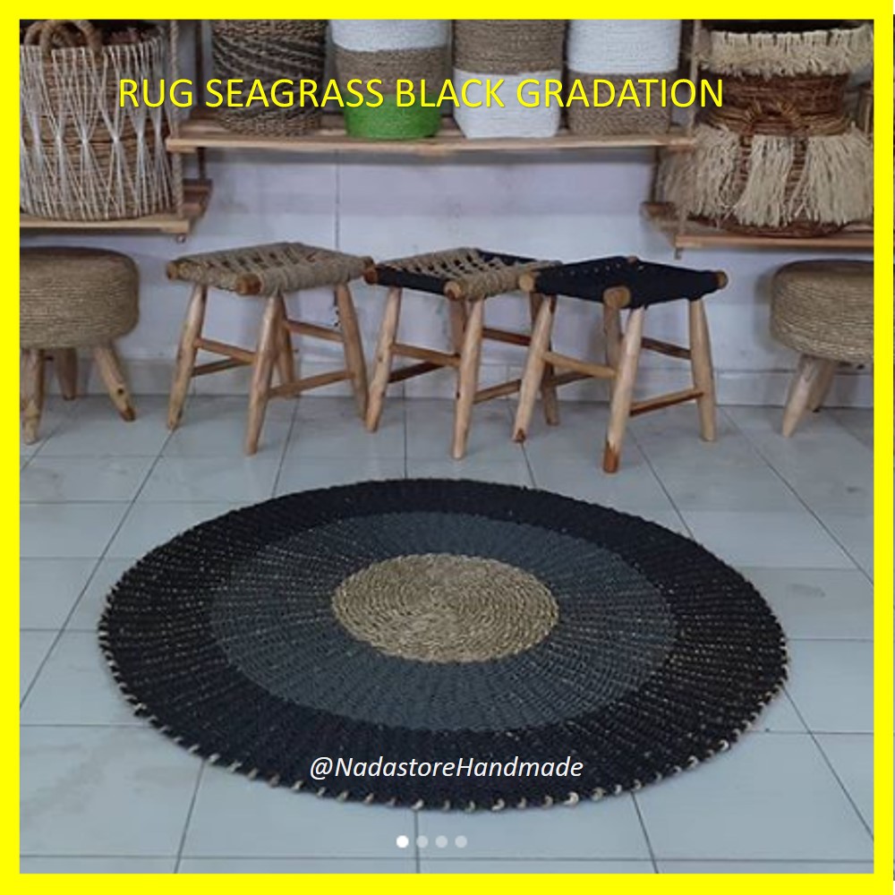 NEW ARRIVAL RUG ANYAMAN SEAGRASS BLACK GRADATION / KARPET BULAT / TIKAR BULAT