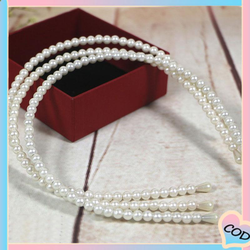 COD❤️ Pearl Headband Headband Aksesoris Rambut Anak Manik-manik Tangan Putri-A.one