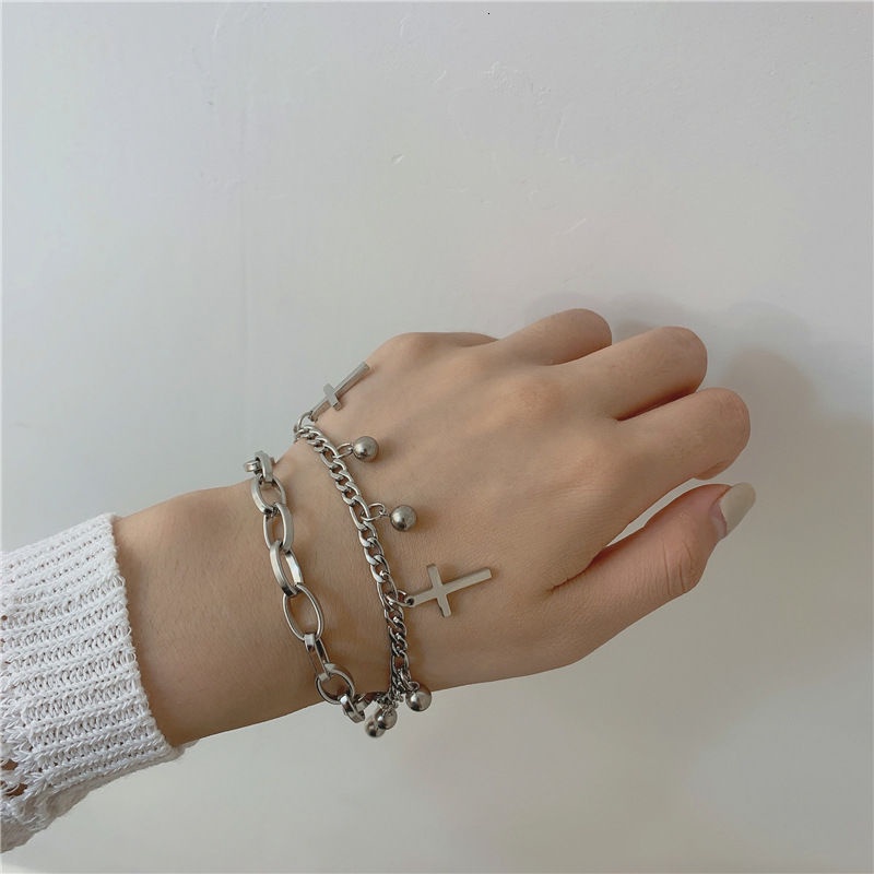 Double-layer Cross Bracelet Accessories Personality Hip-hop Punk Style