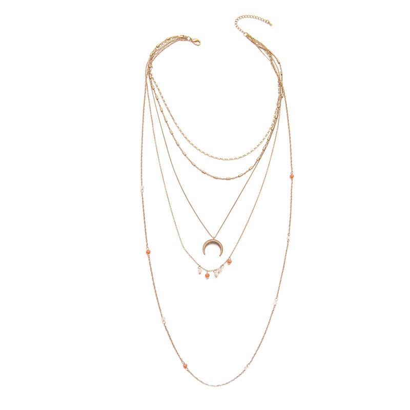 Eropa dan Amerika twin ins gaya perhiasan wanita berlebihan dan pribadi kalung multi-lapisan panjang