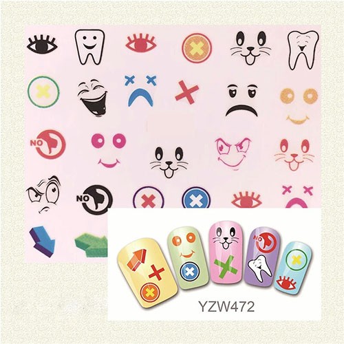YZW472 Tooth and Faces Nail Sticker