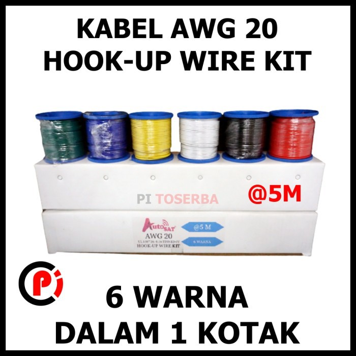 Kabel Tinned CU Copper Hook Up Wire Kit AWG 20 Isi 6 Warna @ 5 Meter