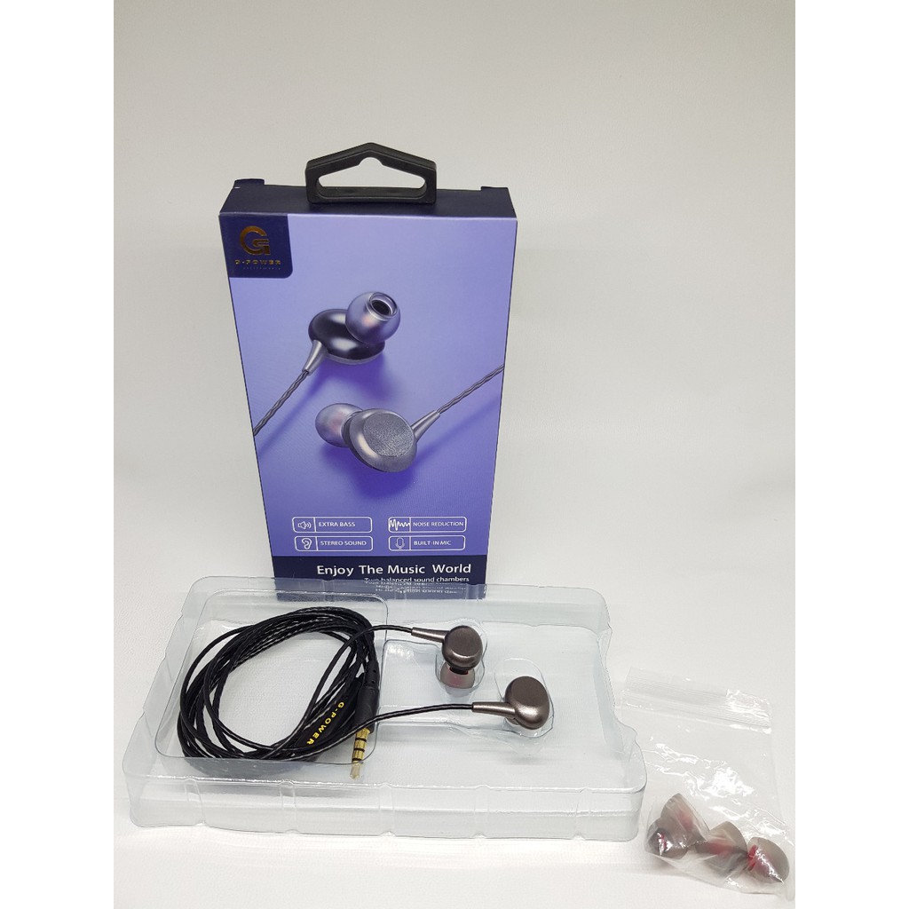 GPOWER EARPHONE HEADSET HANDSFREE GEP S21 GARANSI RESMI 1TAHUN IN EAR EARBUDS