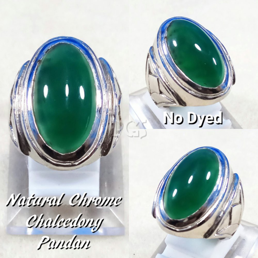 CINCIN BATU AKIK NATURAL CHROME CHALCEDONY NATURAL IJO BOTOL HQ MODEL PANDAN