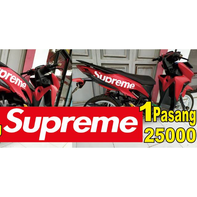 

Cutting stiker supreme putih 2 pcs+ bonus stiker uk kecil. kanan kiri