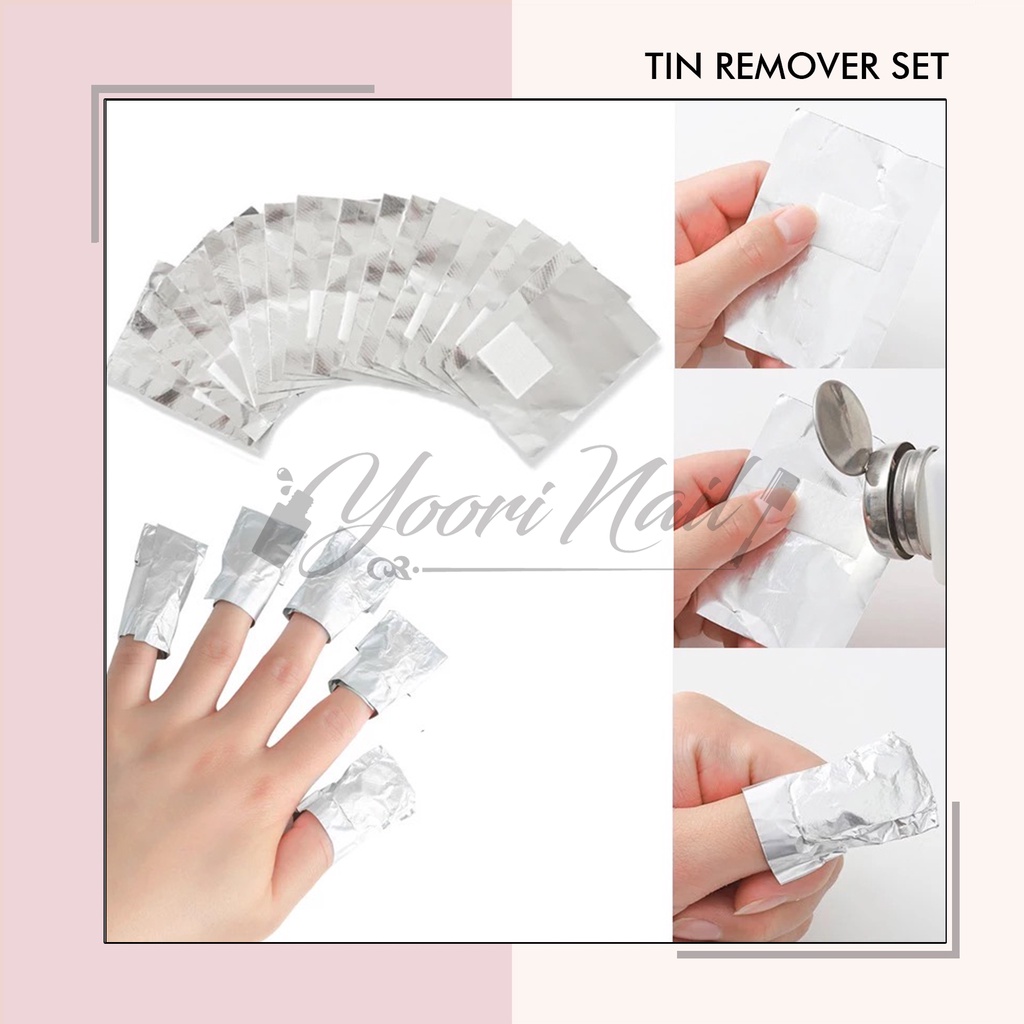 Tin remover set 100pcs nail remove tin paper penghapus kutek / nail polish / gel polish