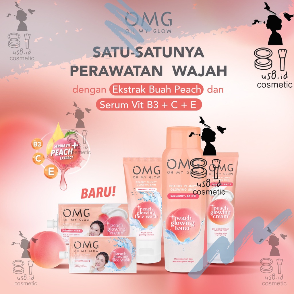 OMG Oh My Glow Paket Lengkap Skincare Peach Glowing | Face care Skincare Oh My Glow Original BPOM