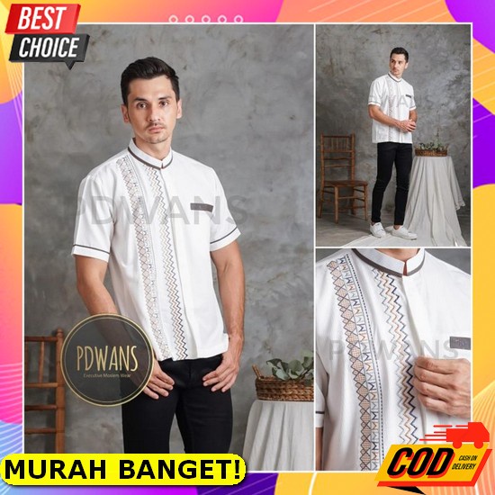 Baju Koko Muslim Pria Dewasa Lengan Panjang Kemko Kurta Putih Hadroh Takwa Baju Koko Lengan Pendek B