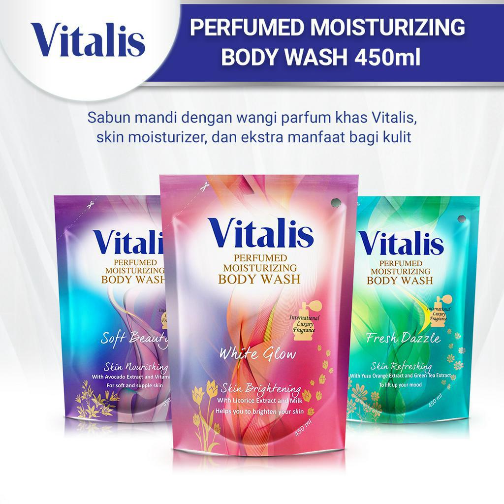 [BOGOF AIKEN HS 500 ml] Vitalis Perfumed Moisturizing Body Wash Refill 450ml - item Fresh Dazzle