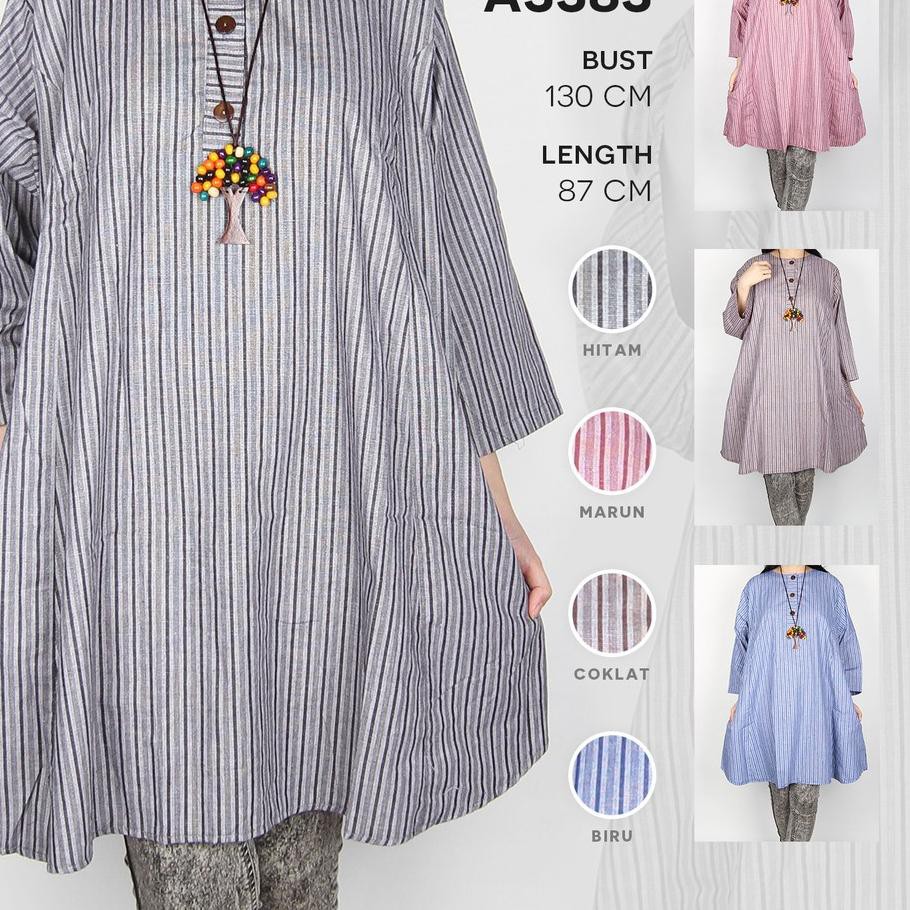 ג NEW PRODUK Maliju Tunik Jumbo Salur Garis Katun - A3383 AR8  ..
