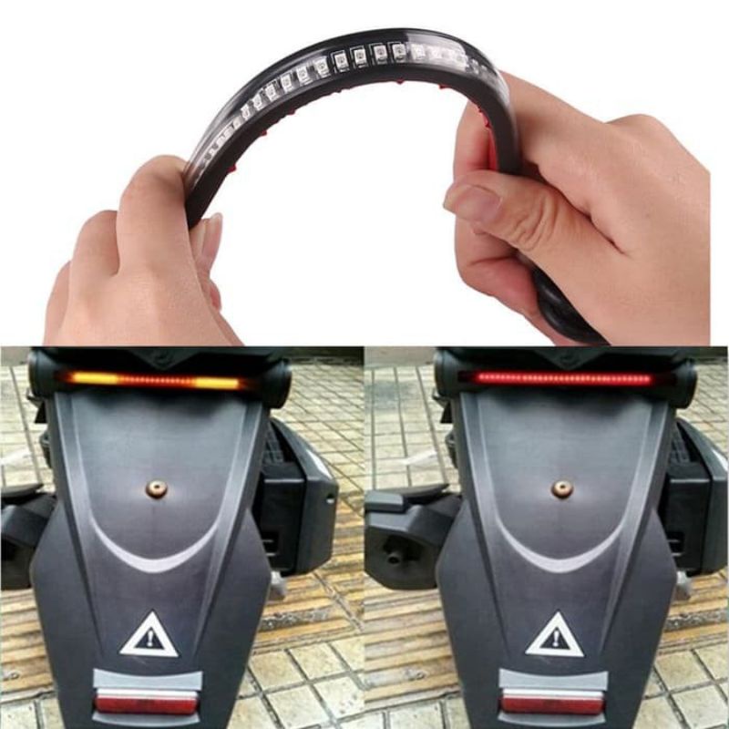 LAMPU LED STOP REM STRIP 3 IN 1 SEN SEIN 17CM FLEKSIBEL DRL 17CM STOPLAMP BELAKANG UNIVERSAL MOTOR M